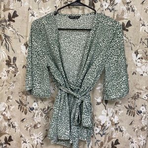 Tie front wrap shirt